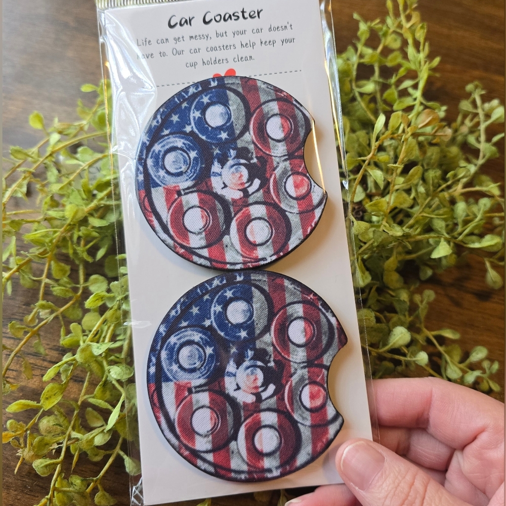 Patriotic Car Coaster Set